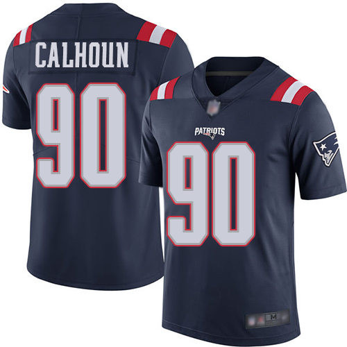 New England Patriots Football #90 Rush Vapor Limited Navy Blue Men Shilique Calhoun NFL Jersey